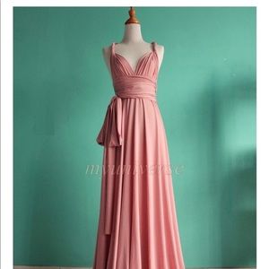Pink Wrap Convertible Dress, Infinity Dress, Formal Prom Evening Gown